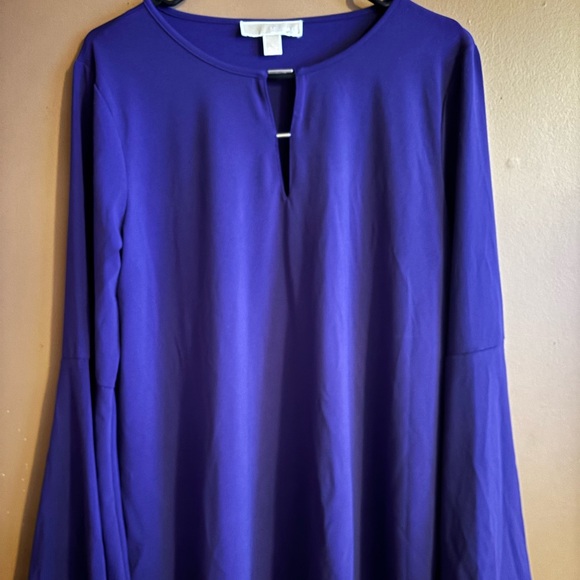 Michael Kors Women’s Long Sleeve V-Neck Purple Blouse LG - Picture 4 of 4